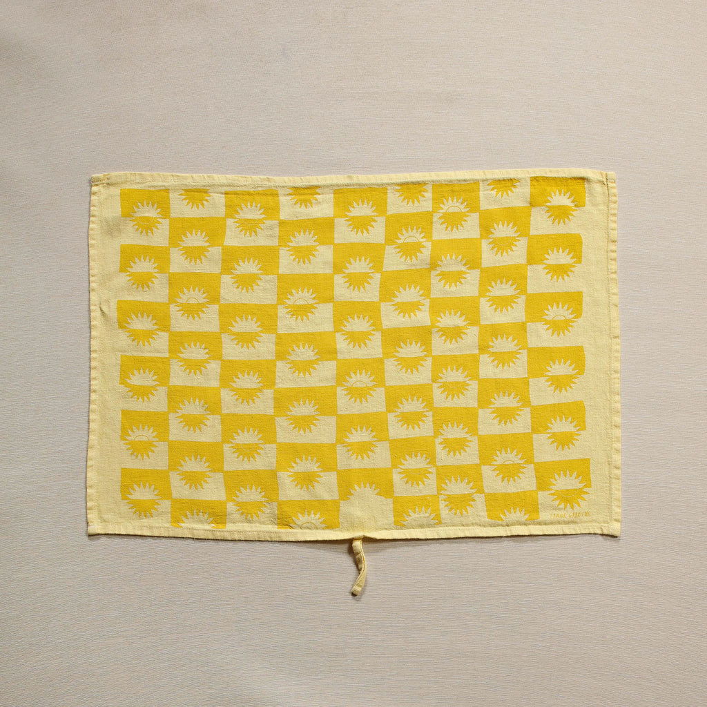 Sunrise print linen kitchen towel