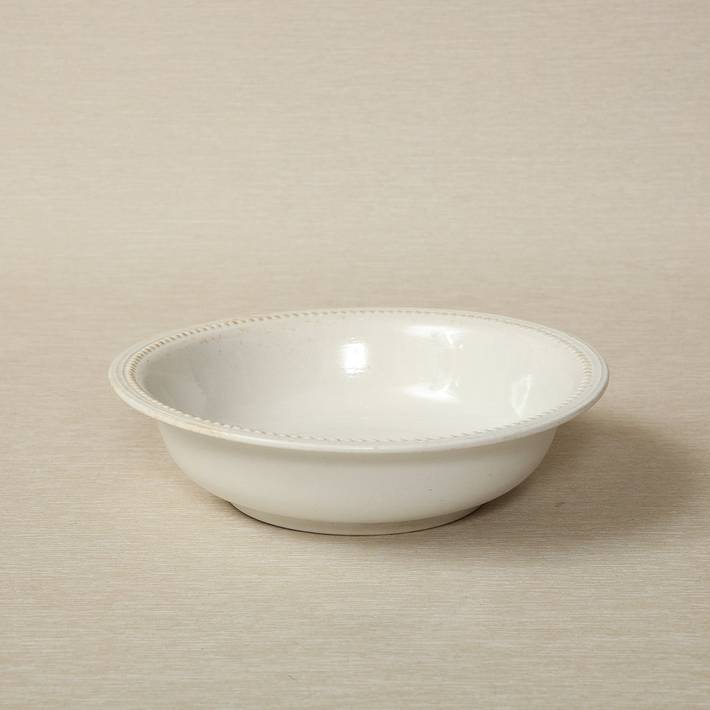Boch Freres La Louviere ironstone bowl with low profile and beaded trim circa 1900