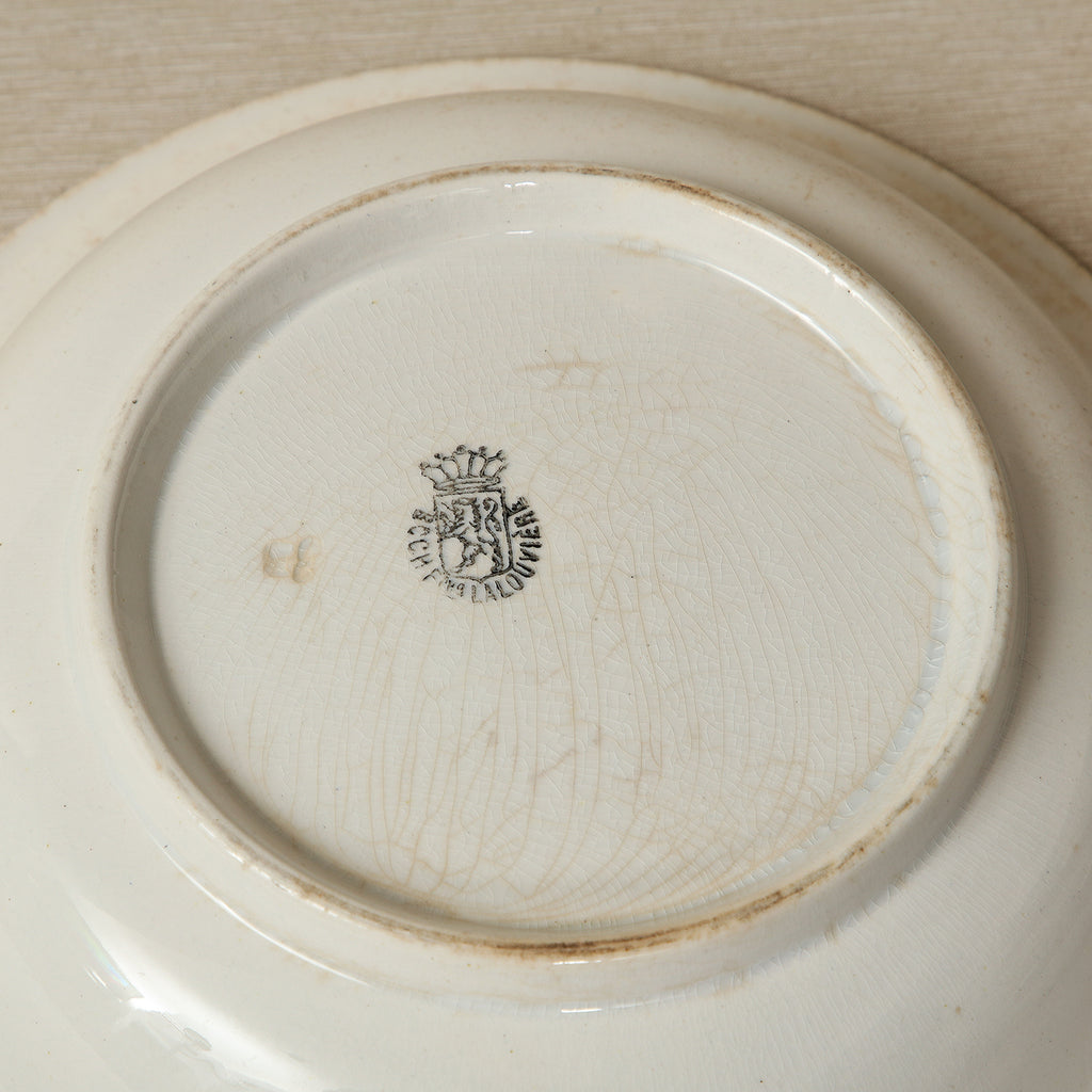Boch Freres La Louviere ironstone bowl with low profile and beaded trim circa 1900