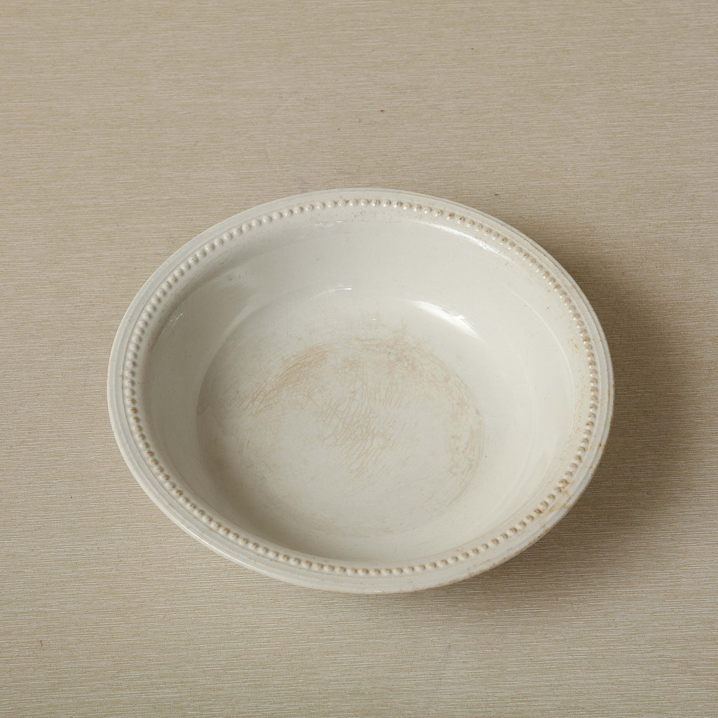 Boch Freres La Louviere ironstone bowl with low profile and beaded trim circa 1900
