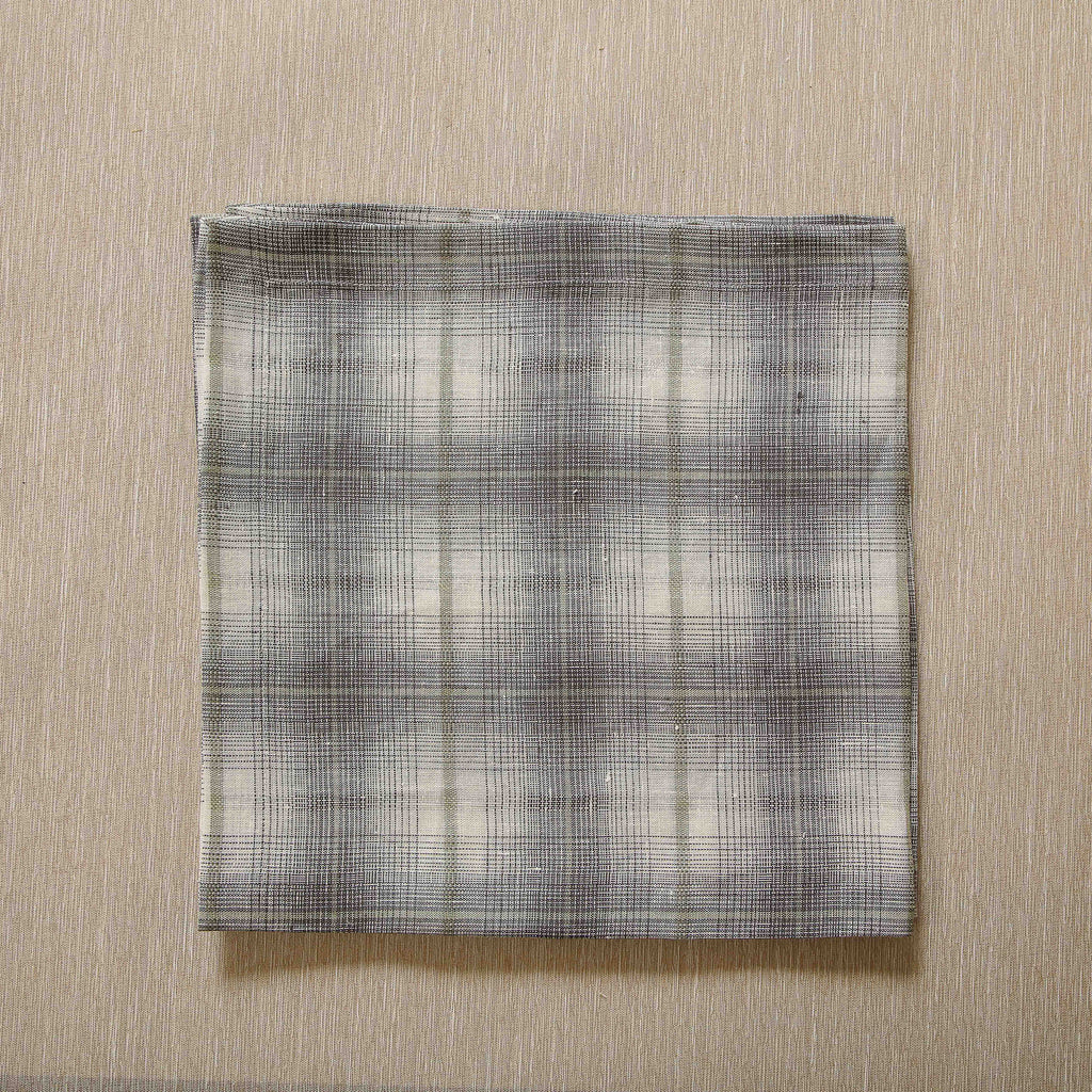 Green and silver on natural plaid