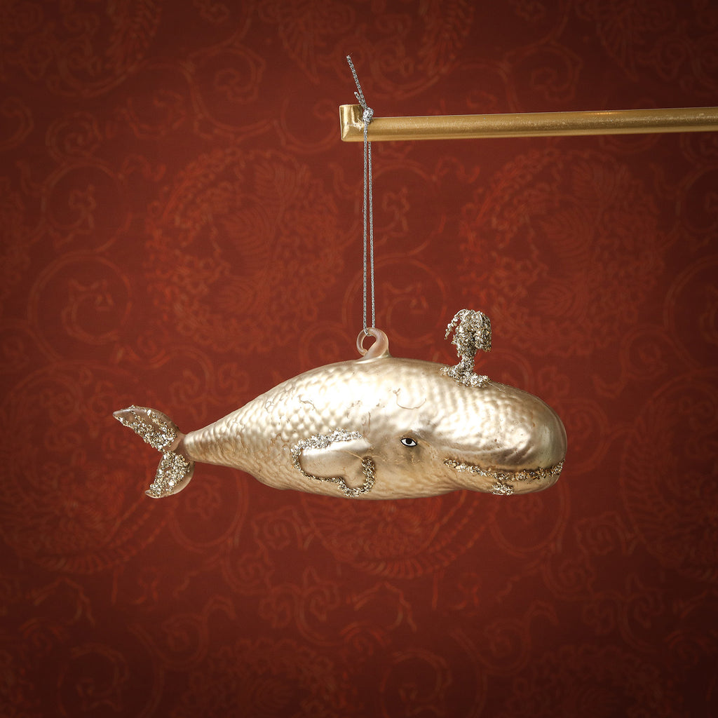 Assorted Victorian shimmery whale glass ornament