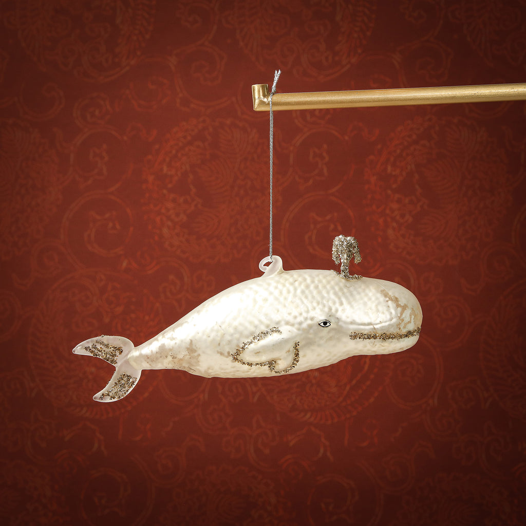 Assorted Victorian shimmery whale glass ornament