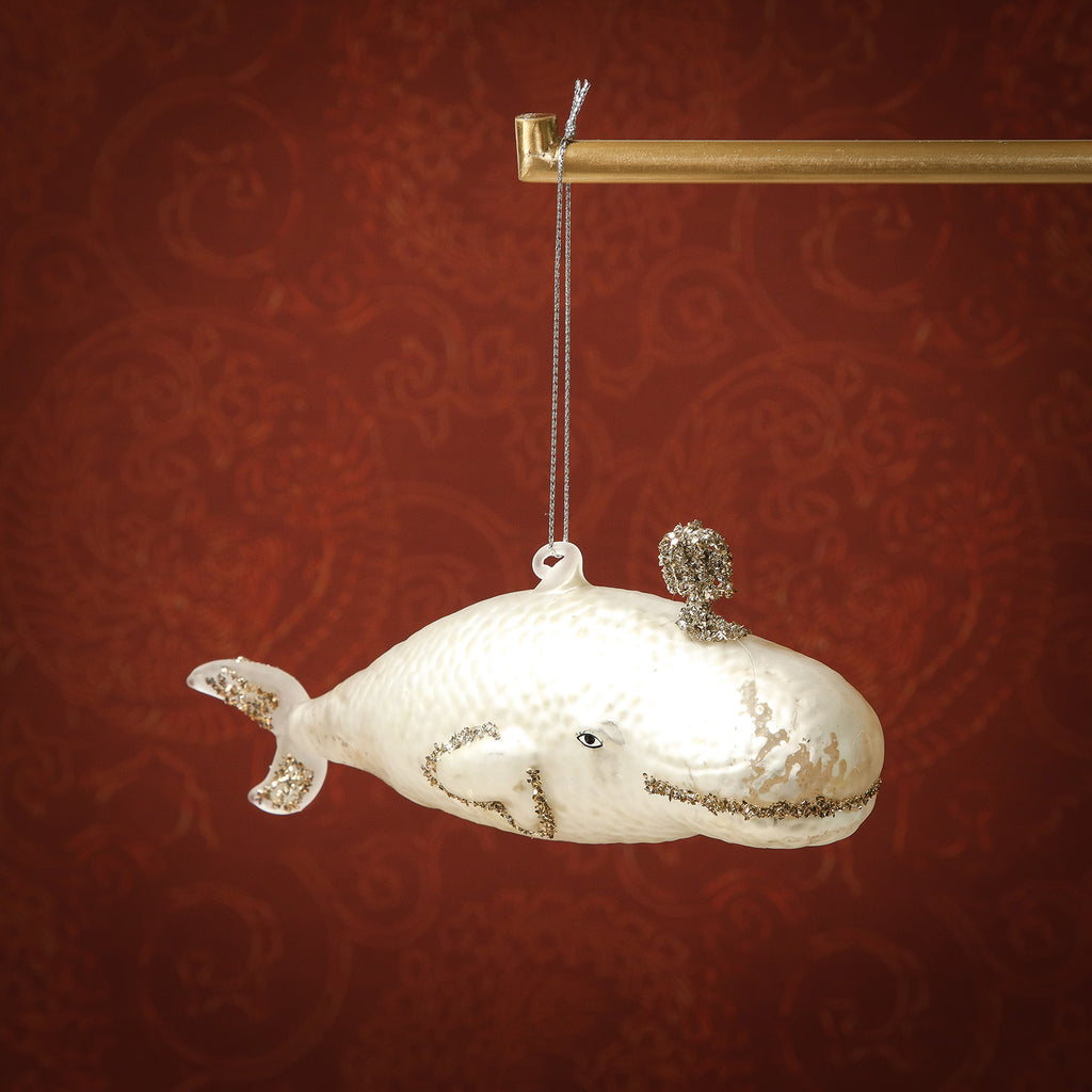 Assorted Victorian shimmery whale glass ornament