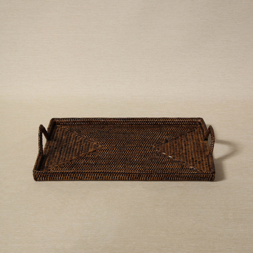Rattan Tray with glass insert