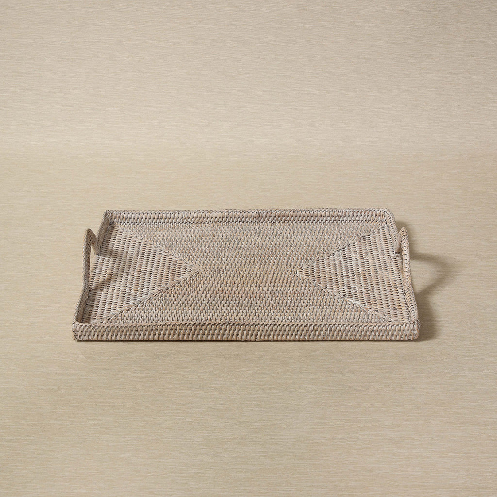 Rattan Tray with glass insert