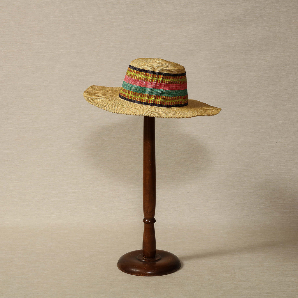 Straw hat with multi-color band