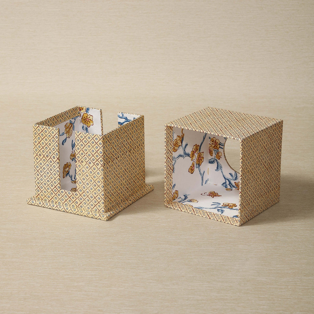 Block printed tissue box cover