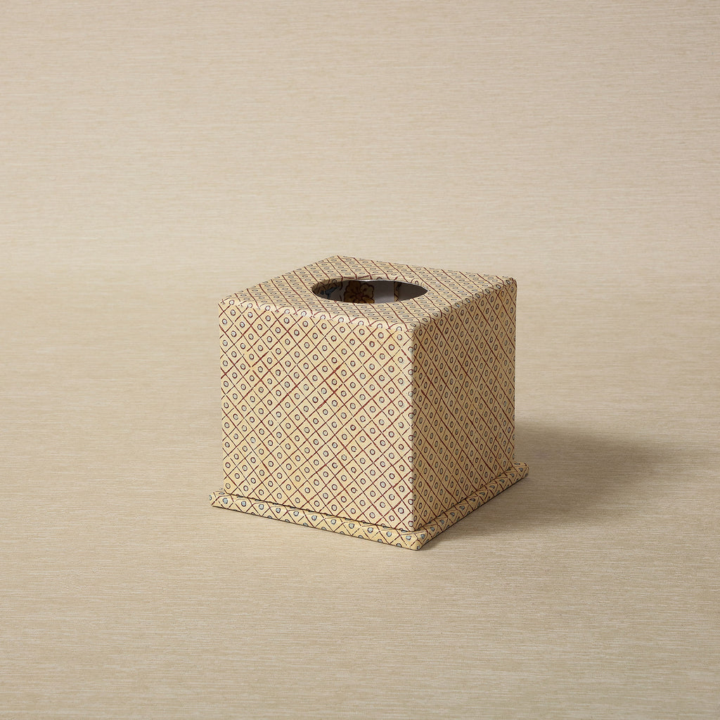 Block printed tissue box cover