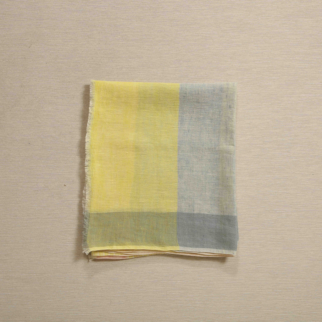 Palest chambray plaid linen scarf