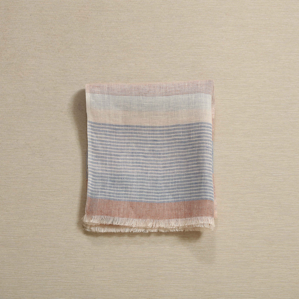 Ivory striped linen scarf