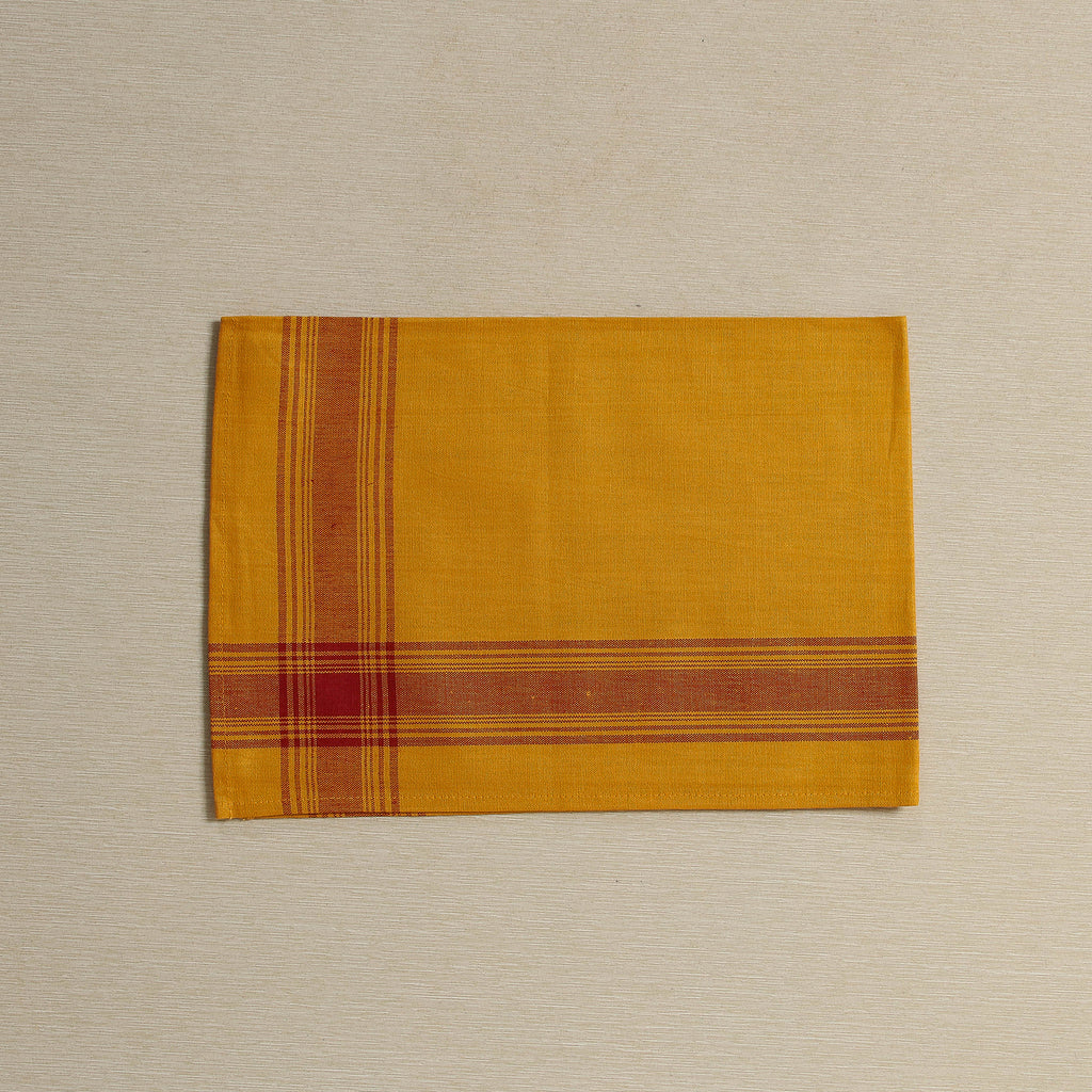 Linen solid gold with burgundy border kitchen towel