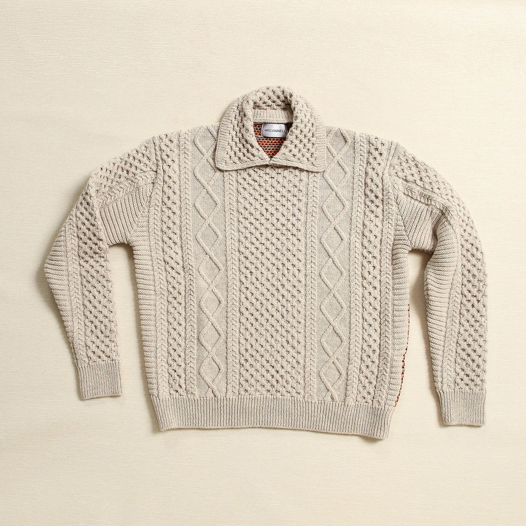 Women's Diamond Tweed Back Sweater in Ivory