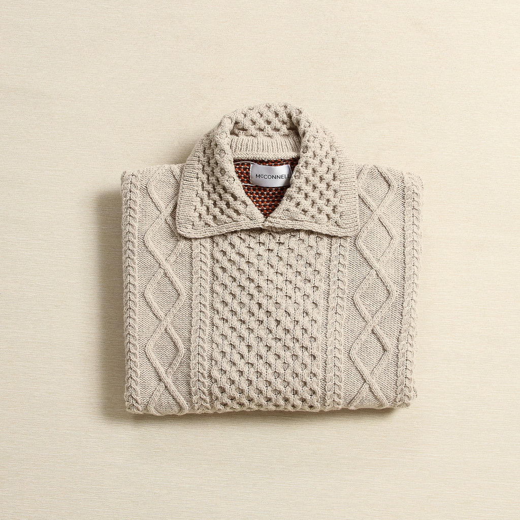 Women's Diamond Tweed Back Sweater in Ivory
