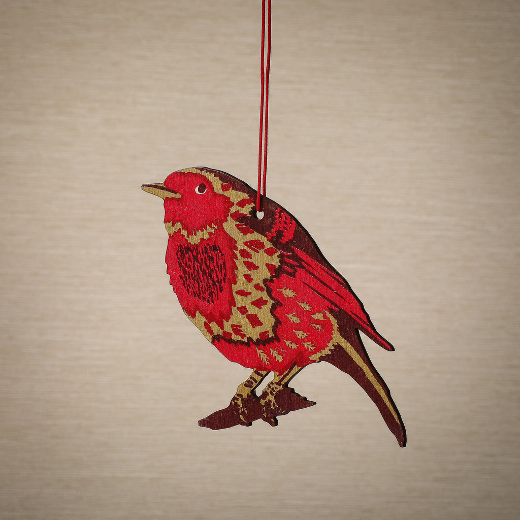 Robin wood ornament