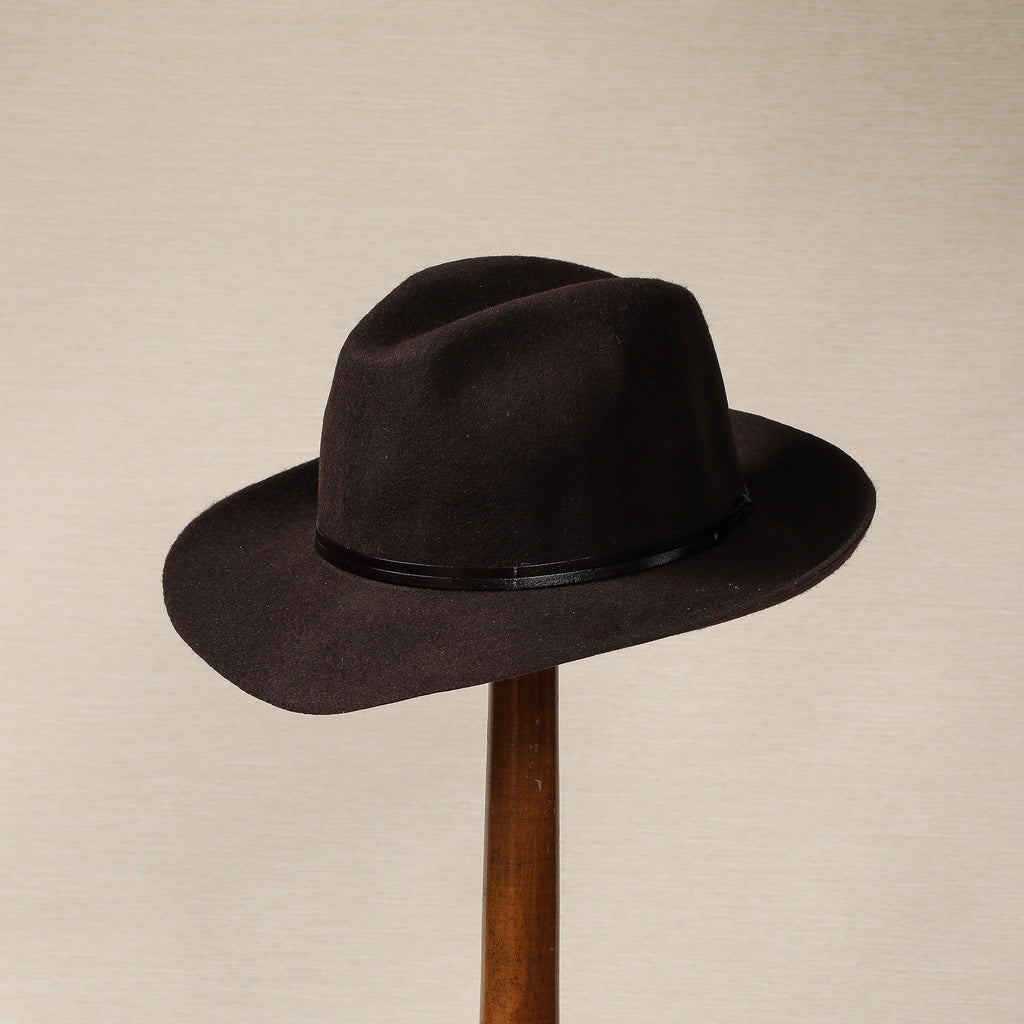 Felt fedora hat with leather band