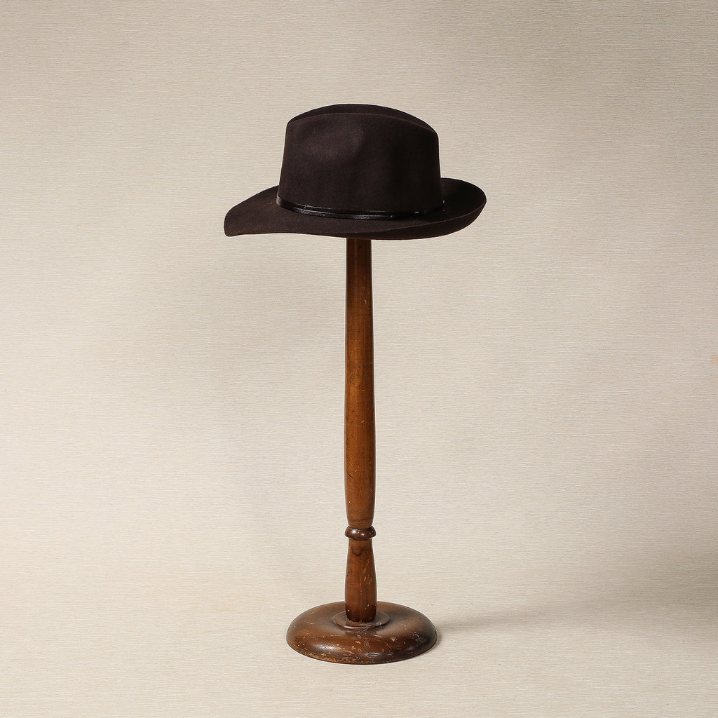 Felt fedora hat with leather band