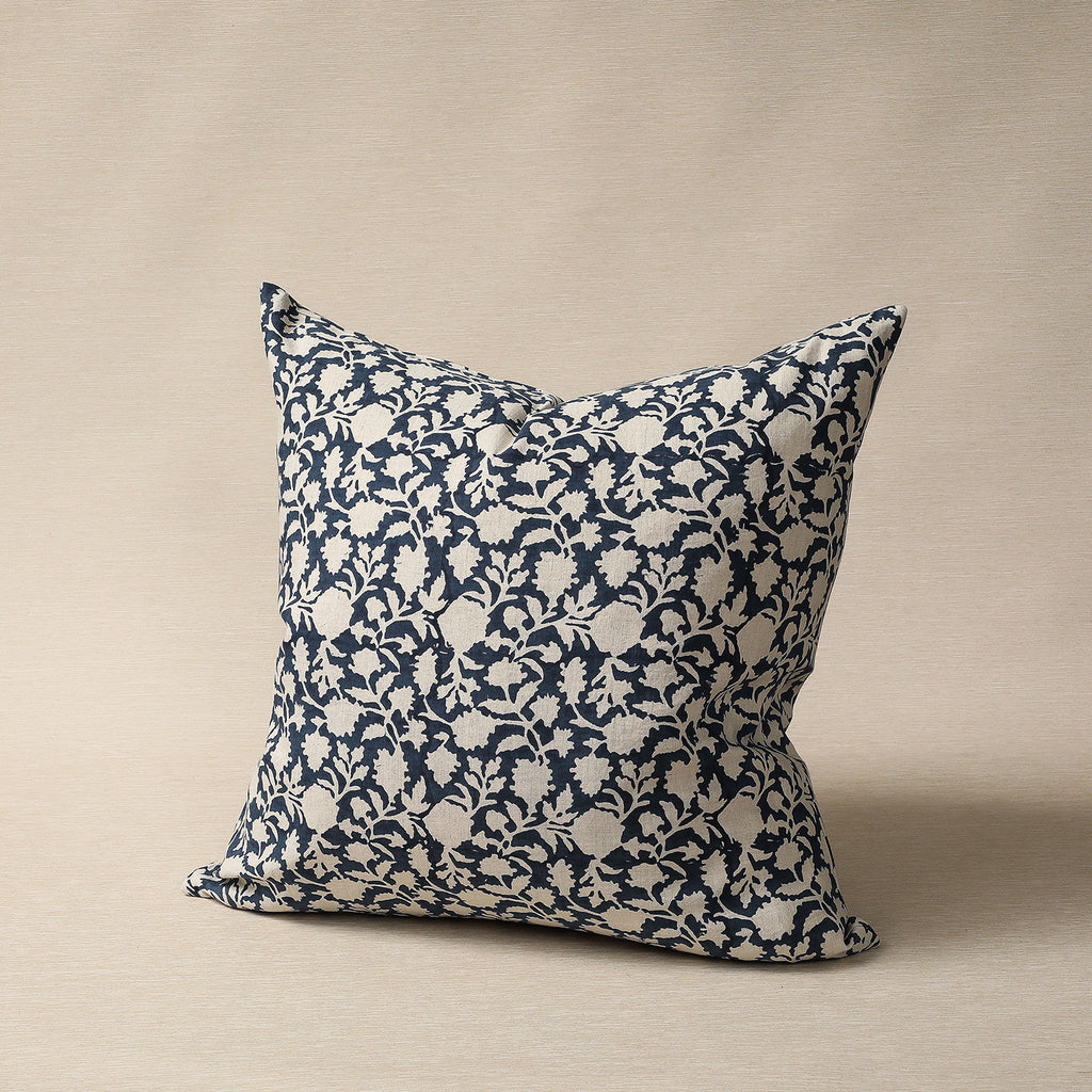 Amna 22" Indigo Blockprinted Pillow