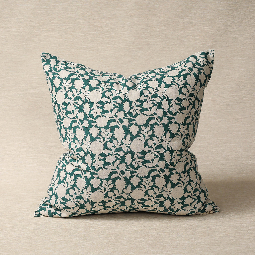 Sapna hand block-printed linen pillow