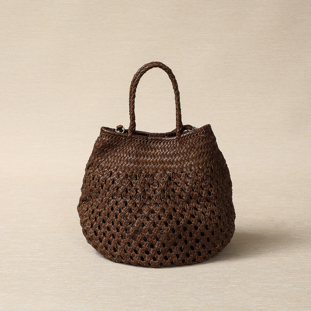 Woven leather cross body bag