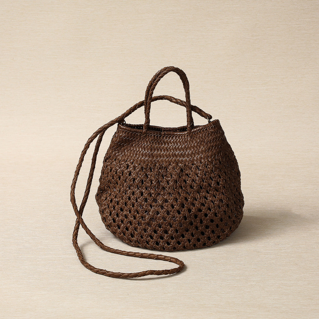 Woven leather cross body bag