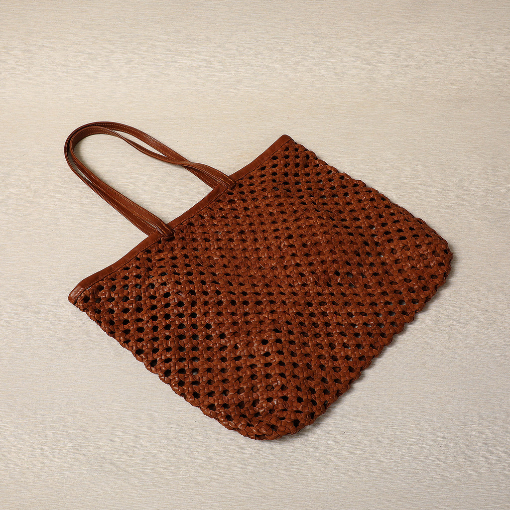 Woven leather bag