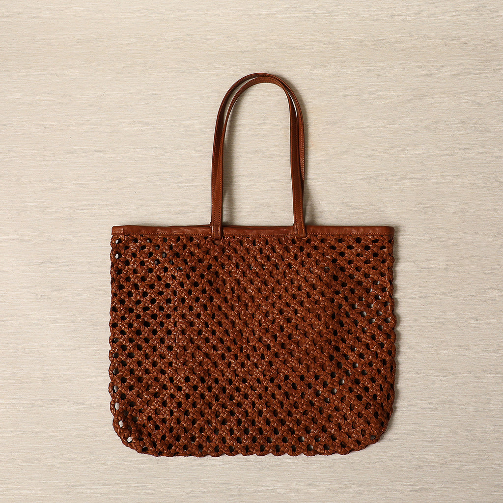 Woven leather bag