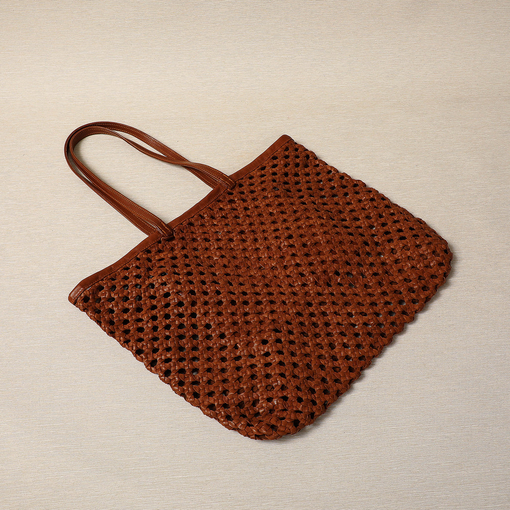 Woven leather bag