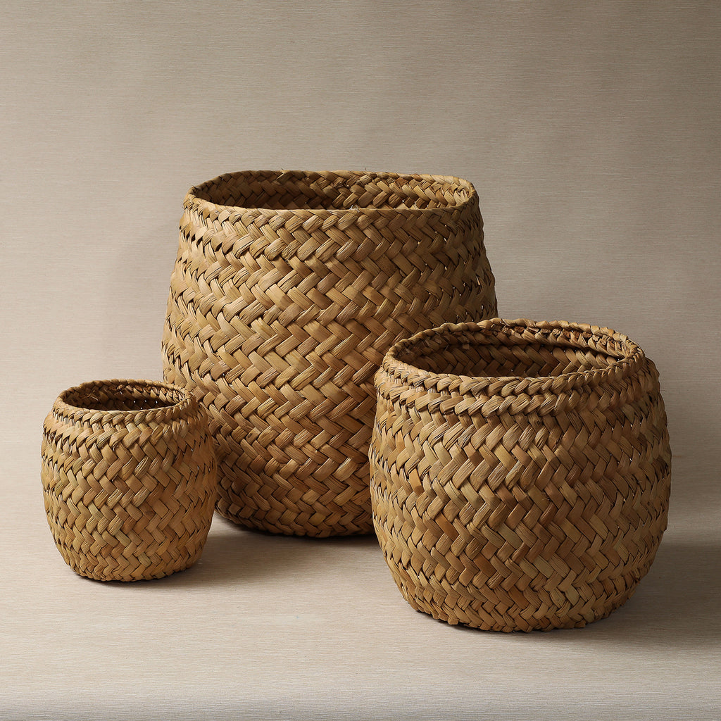 Totora reed cylinder baskets