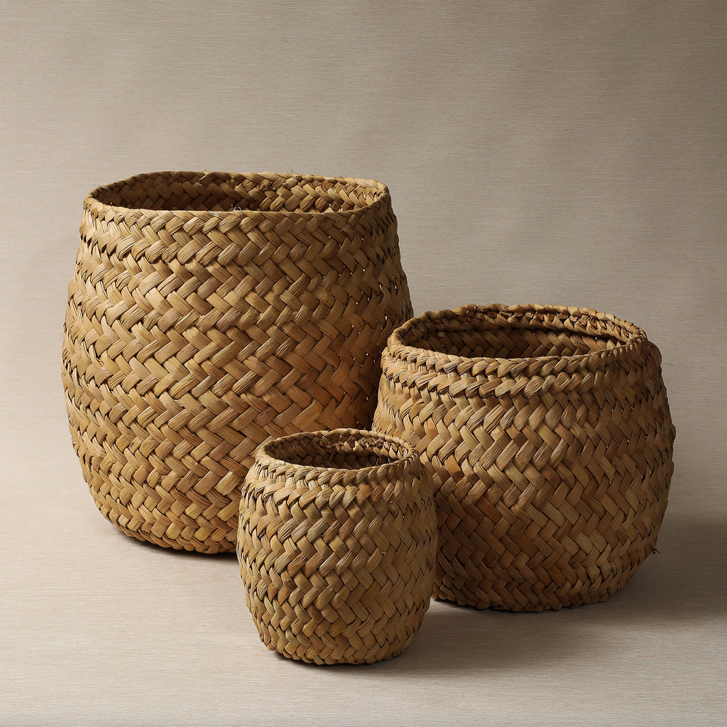 Totora reed cylinder baskets