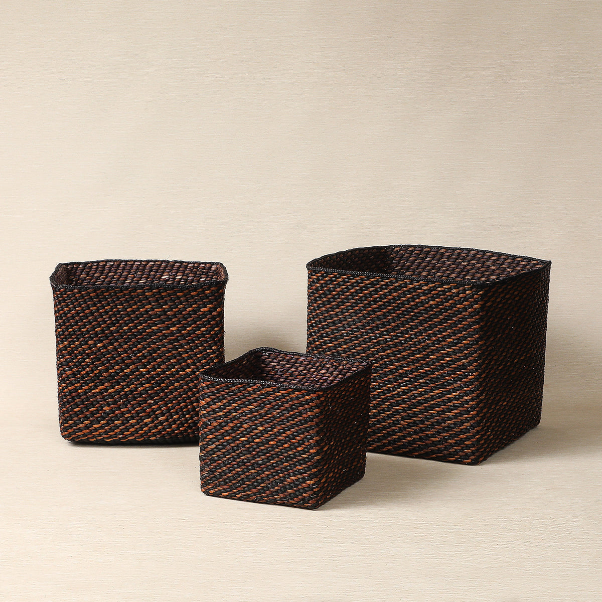 Square Black and Brown Basket | Copper Beech