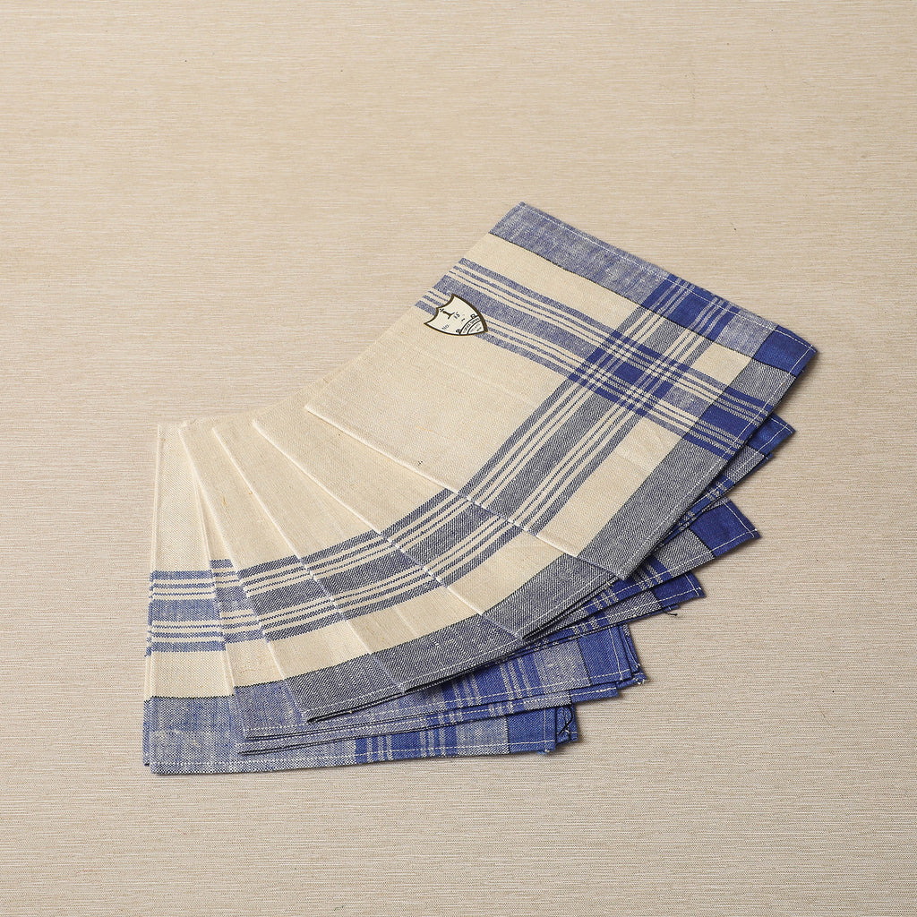 Blue Check Linen Napkin Set c. 1940