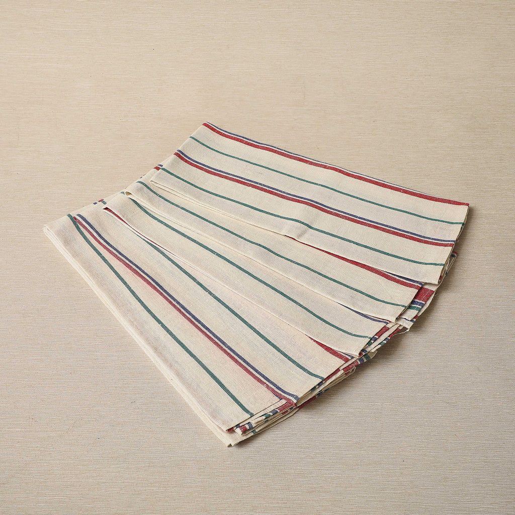 Green, red, and blue stripe linen dish or tea towels c. 1950