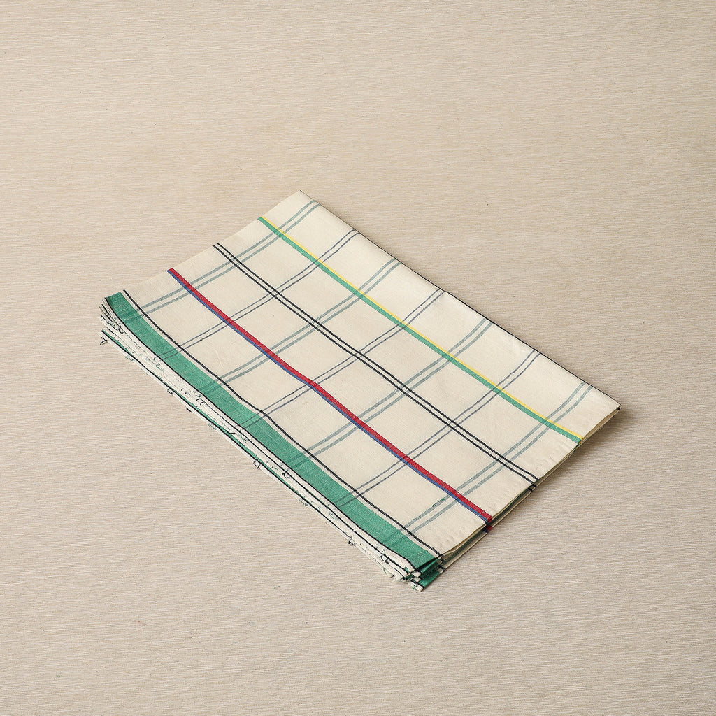 Vintage green check linen towel