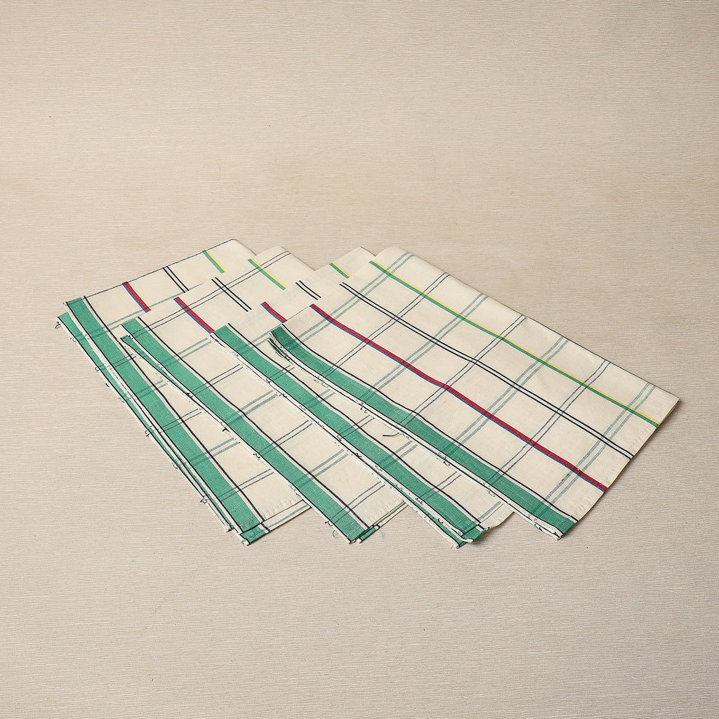 Vintage green check linen towel