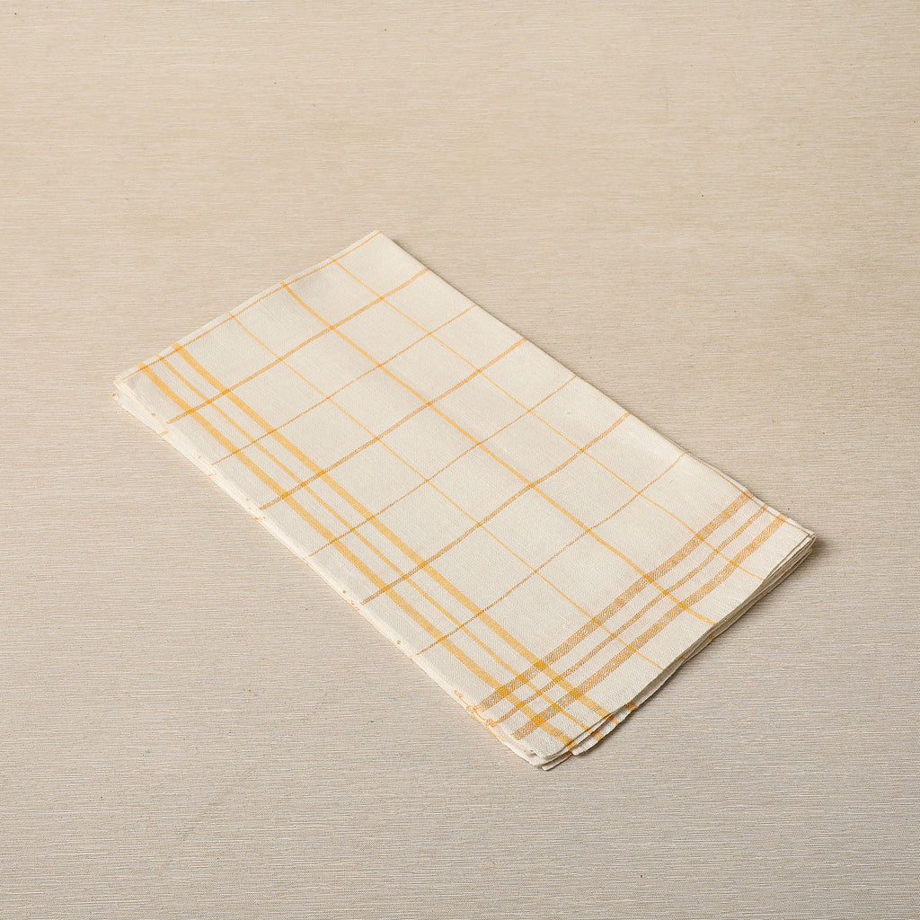 Vintage yellow check linen towels