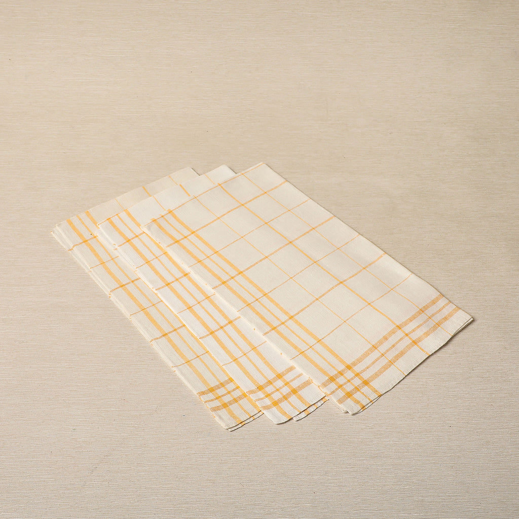 Vintage yellow check linen towels