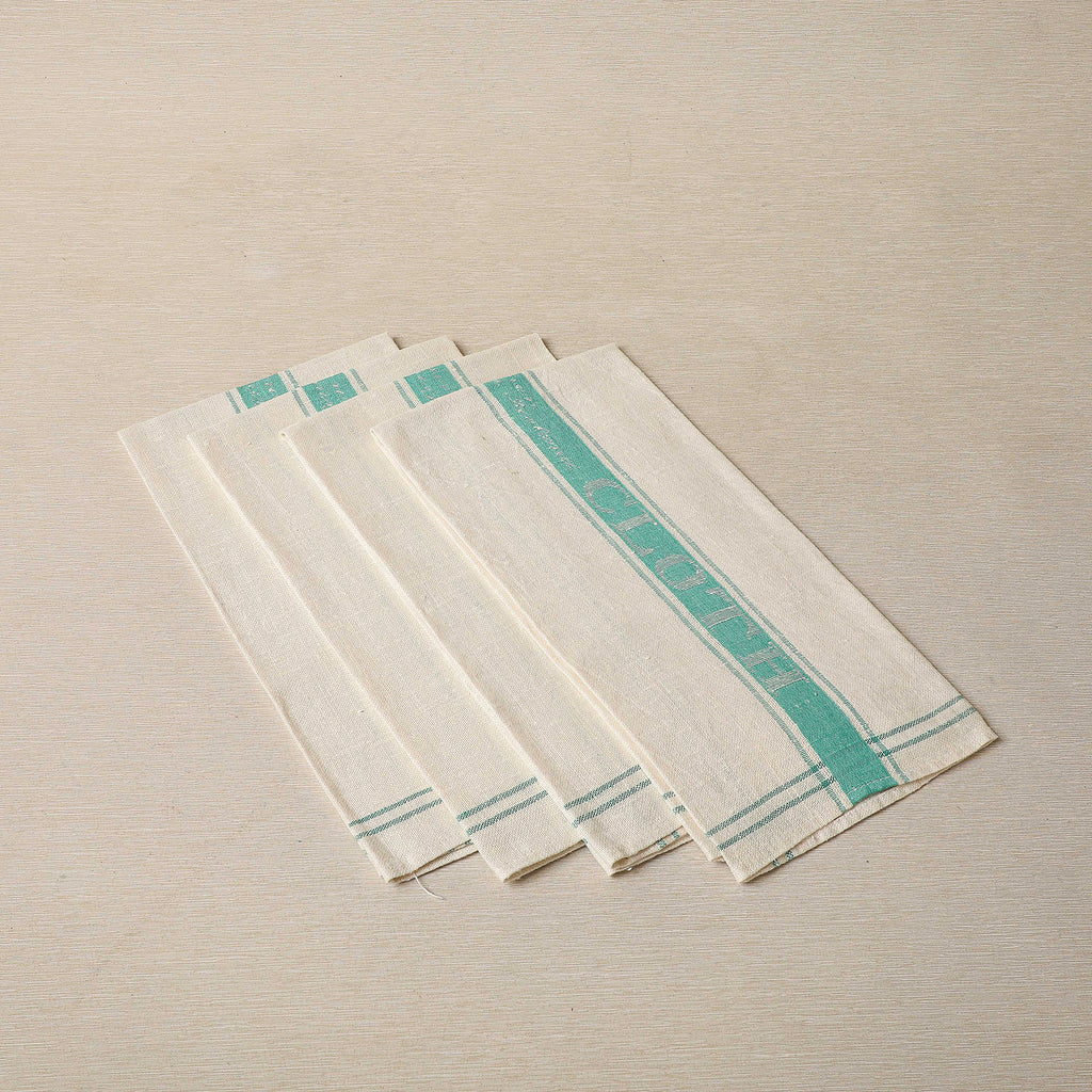 Green stripe Irish linen glass drying cloth c. 1930
