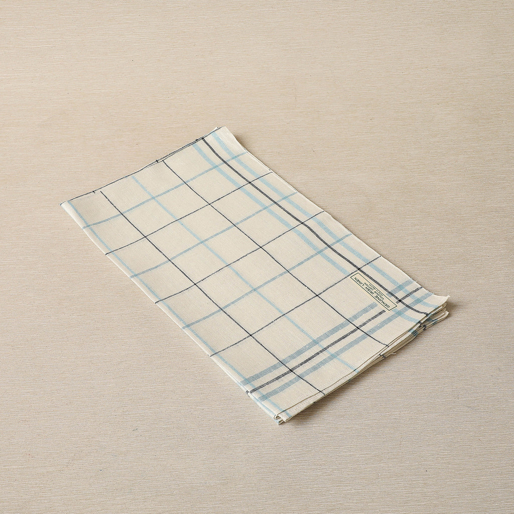 Blue check Irish linen tea towels