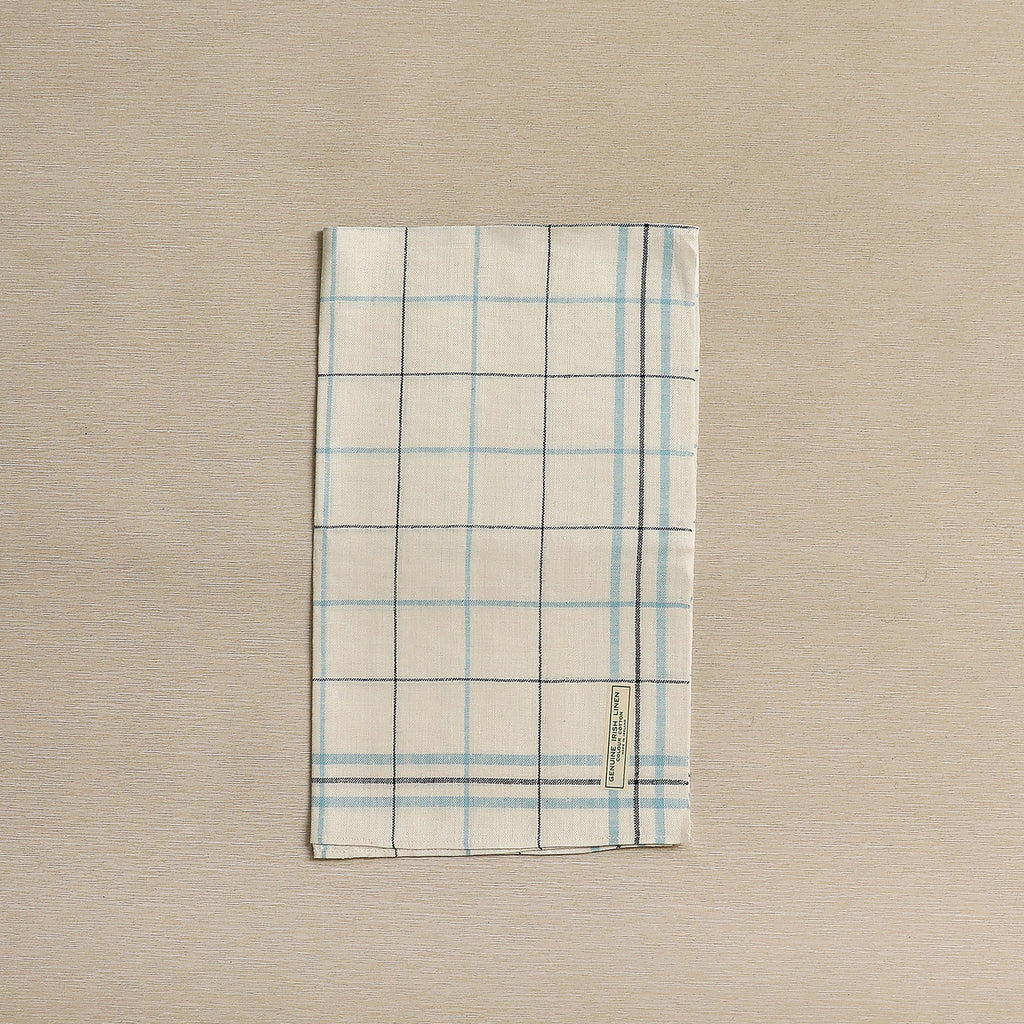 Blue check Irish linen tea towels