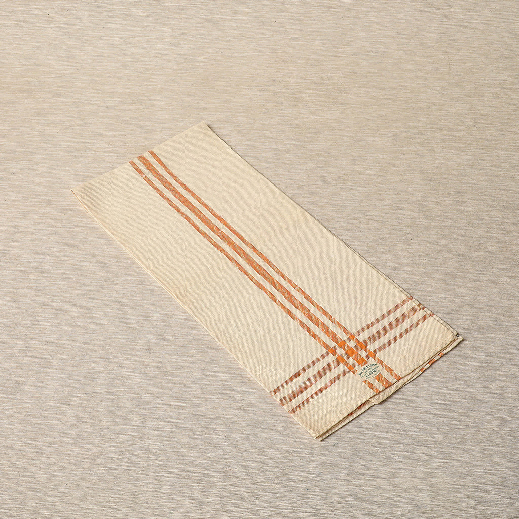 Lovely orange check vintage Irish linen tea towel c. 1920