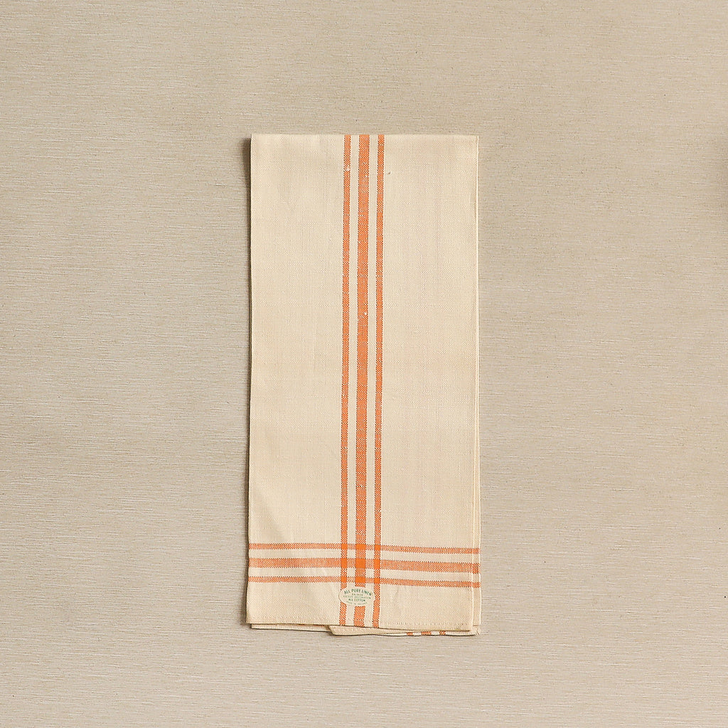 Lovely orange check vintage Irish linen tea towel c. 1920