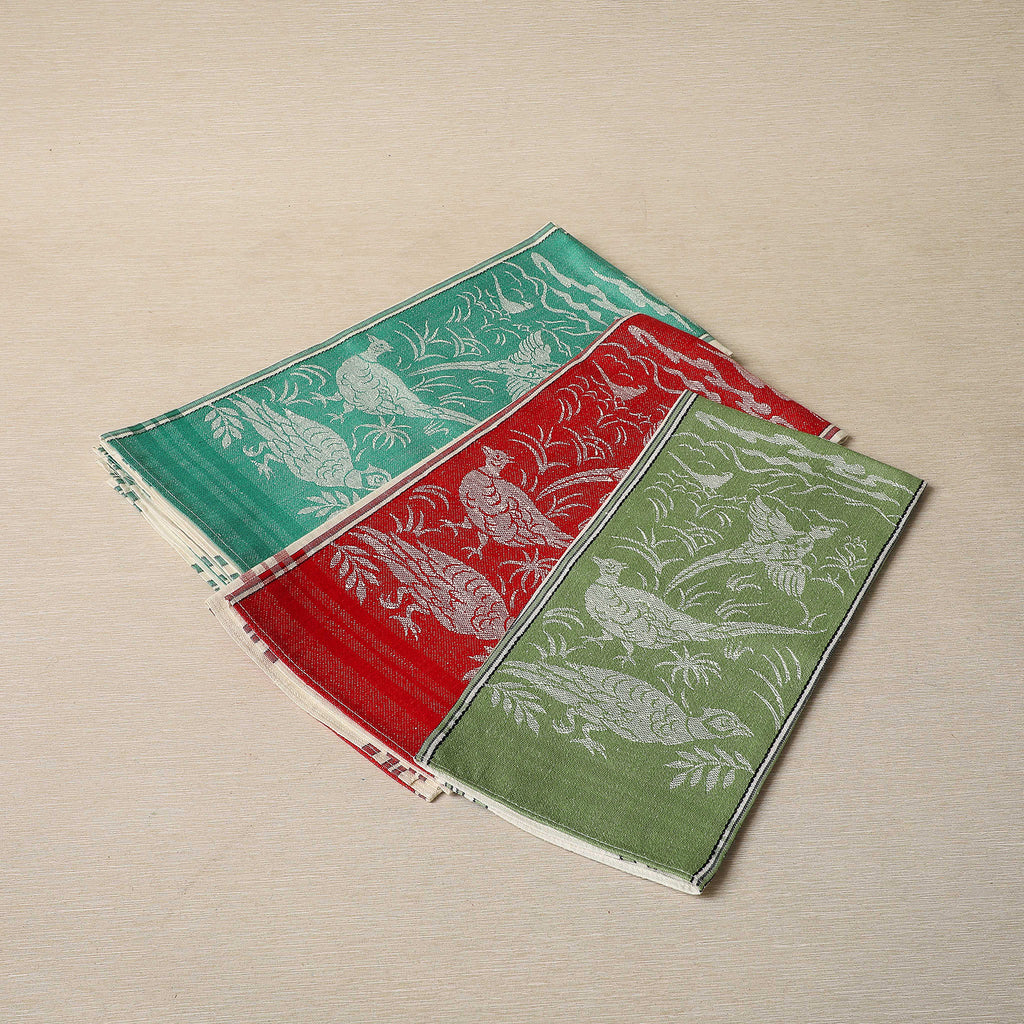 Pheasant jacquard tea towel c. 1940