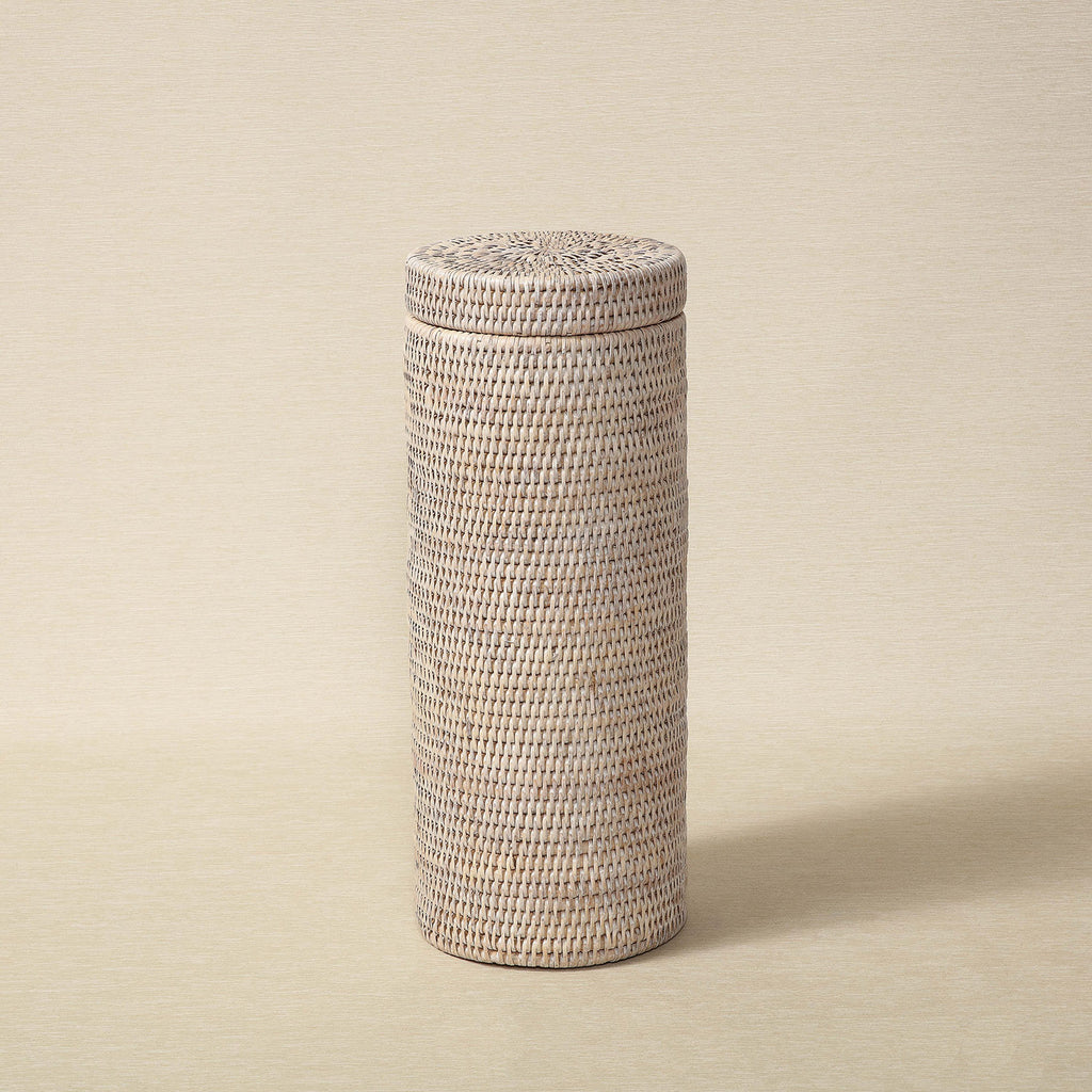Cylindrical rattan toilet tissue holder