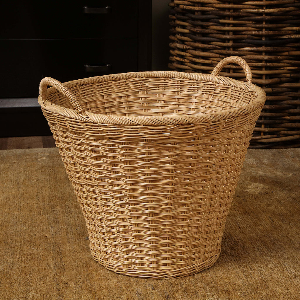 Large Round French laundry basket with handles