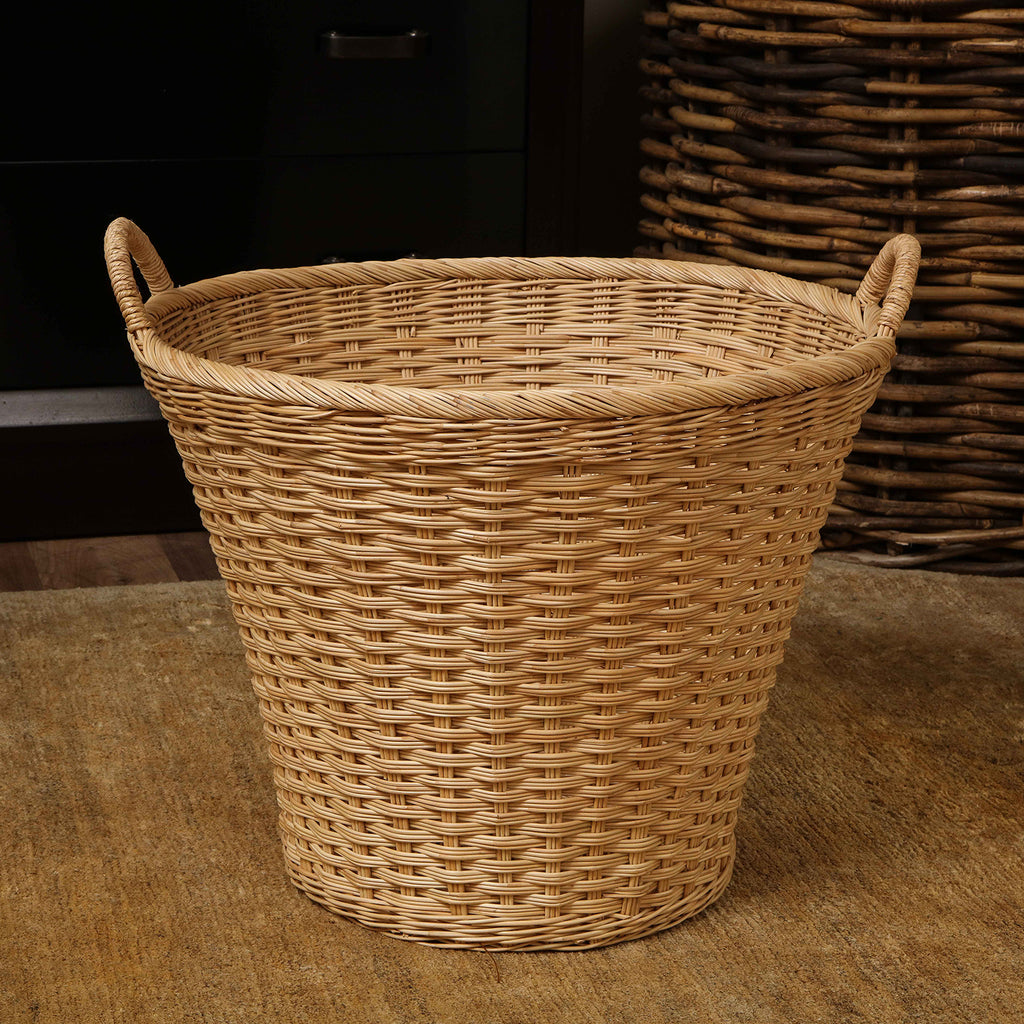 Large Round French laundry basket with handles