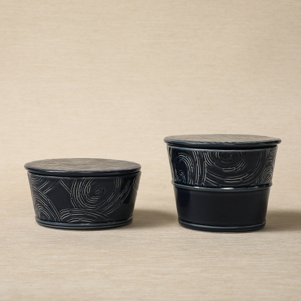 Chesa-Song Round Box in Denim Glaze