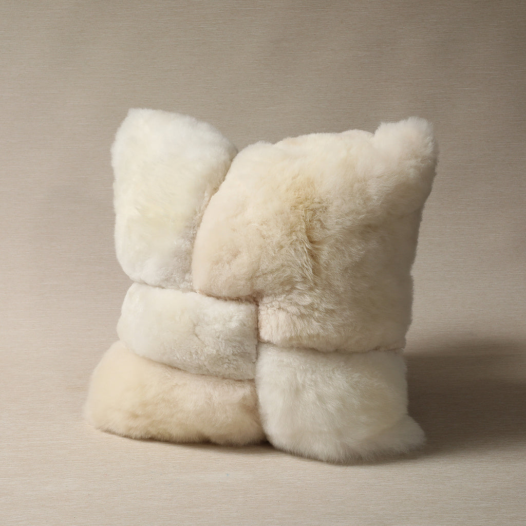 Colorblock alpaca fur pillow