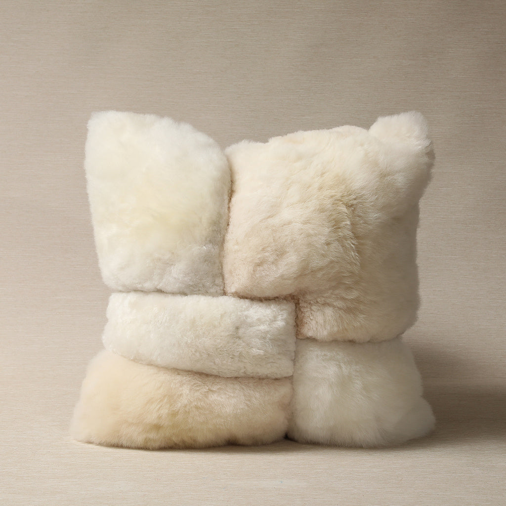 Colorblock alpaca fur pillow