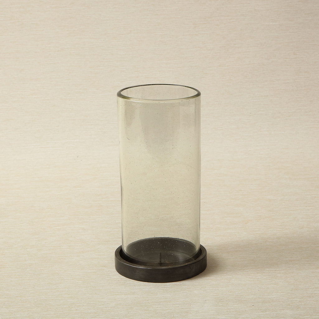 Glass Cylinder Hurricane with Steel base